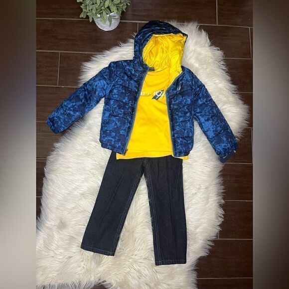 Nautica 3pc navy blue/yellow jean set sz 3T - Picture 2 of 3